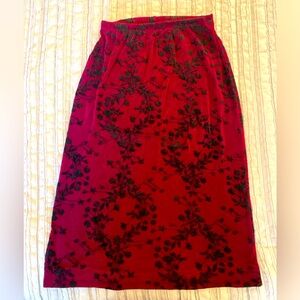 Vintage Merlot And Black Floral Skirt Midi Sz S